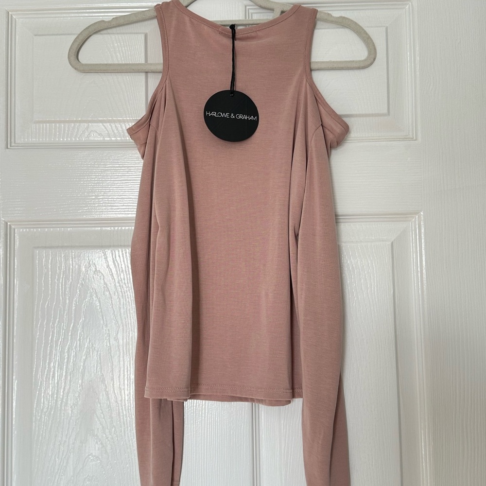 Harlowe & Graham Mauve Cutout Long Sleeve Top SIZE XS